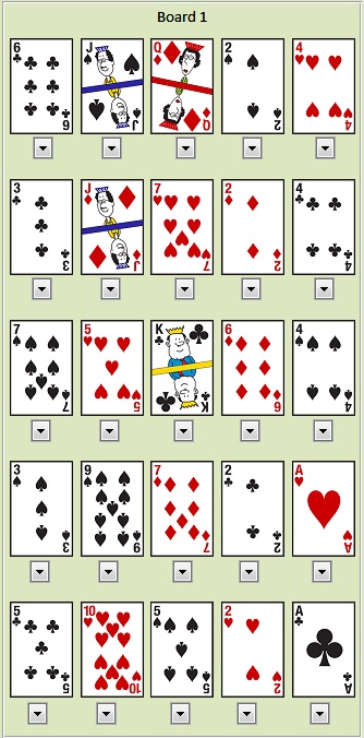 Randomly created Pokeno Plus game board